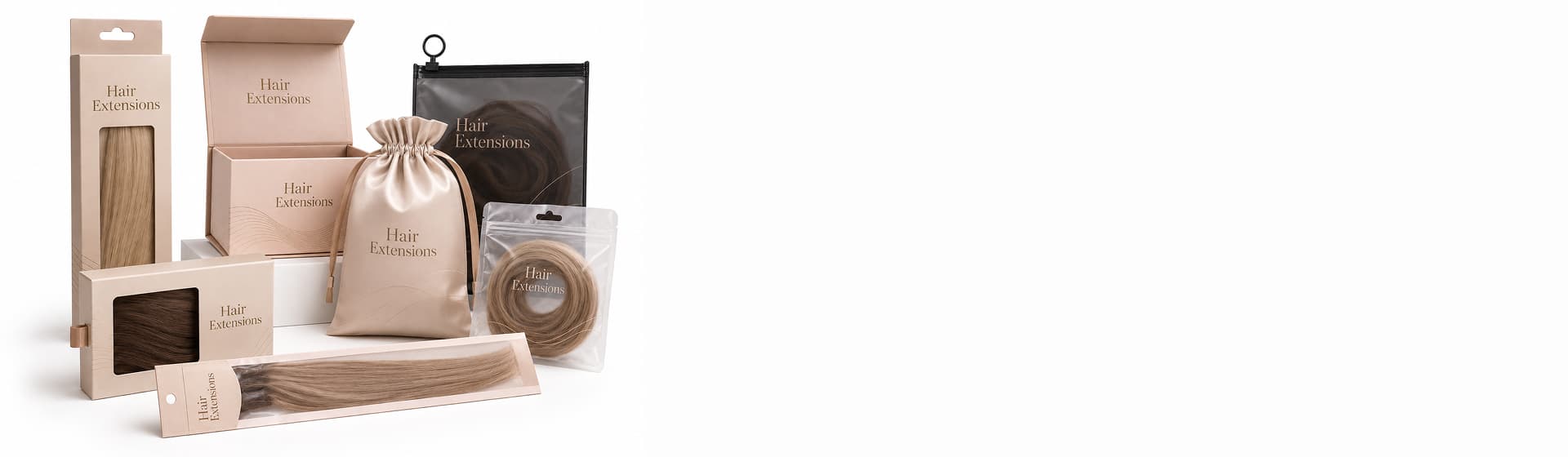 Private label hair extension packaging collection