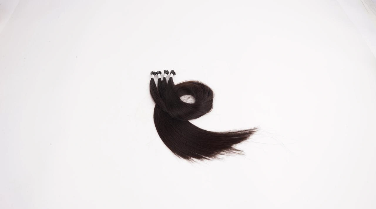 Dark brown Flat Tip keratin bond human hair extensions for natural salon blending and customized placement