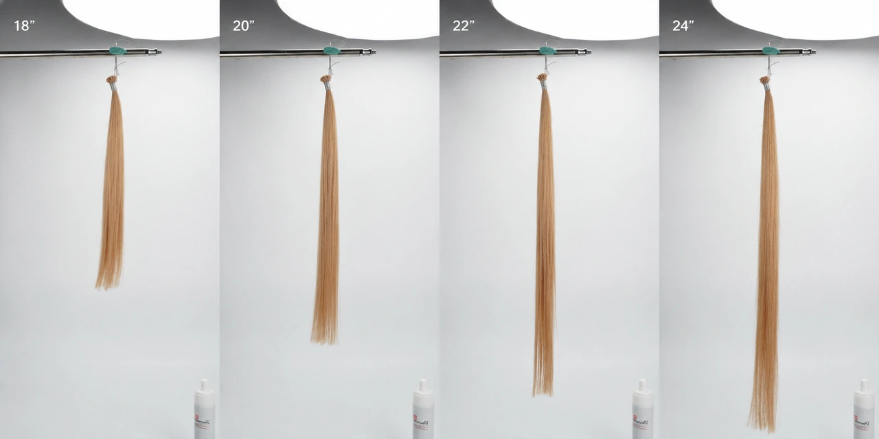 18-inch, 20-inch, 22-inch, and 24-inch human hair extensions length comparison for salon consultation